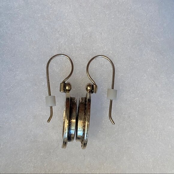 PRECIV EARRINGS STERLING SILVER 925 BLACK ONYX OVALS WIRES DROP - Picture 5 of 6